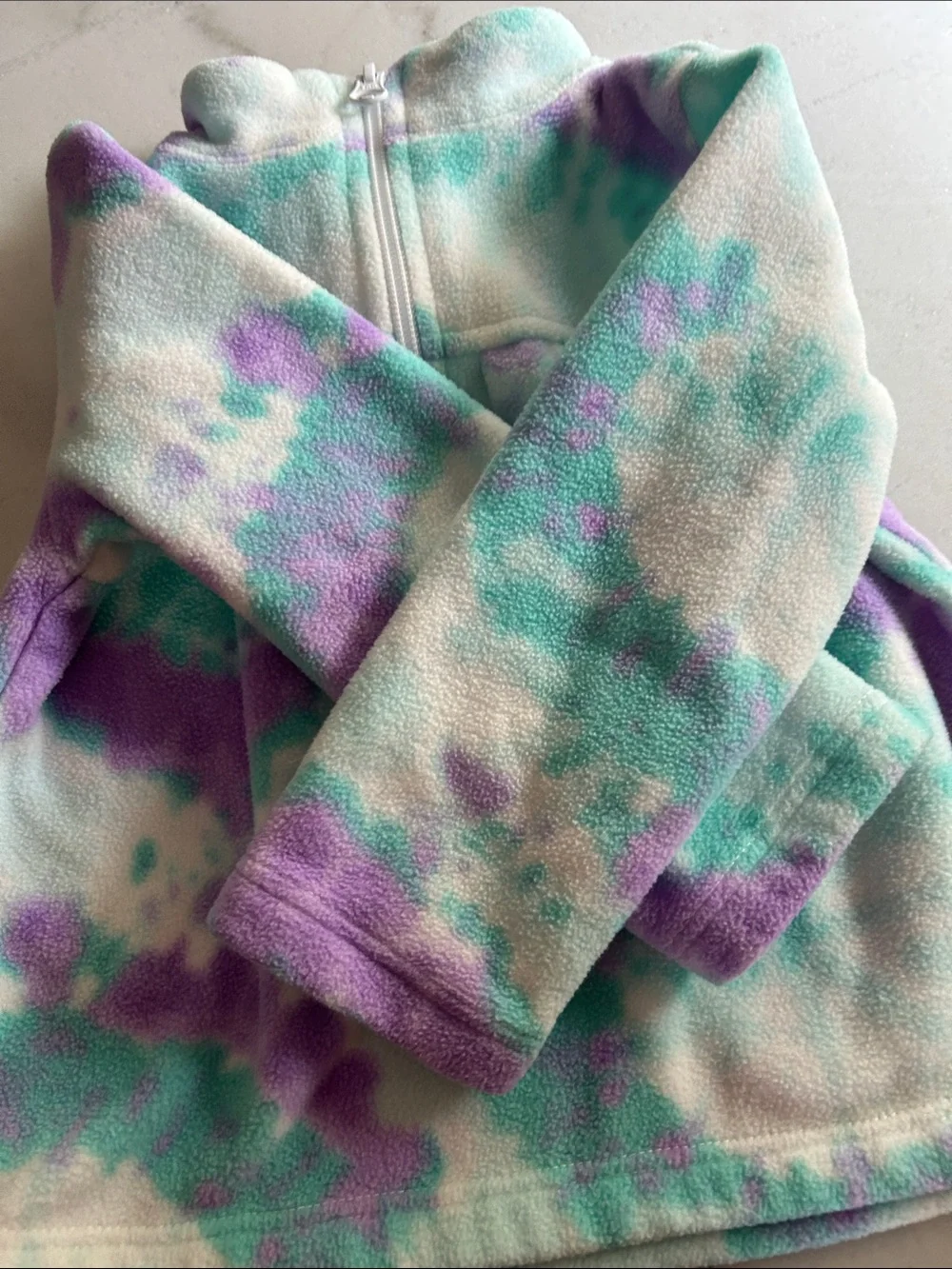 The Children's Place Purple, Teal & White Tie-Dye Fleece Pullover